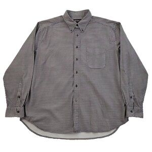 Eddie Bauer Heavy Flannel Shirt Men's XL Houndstooth Long Sleeve EUC Button-Up